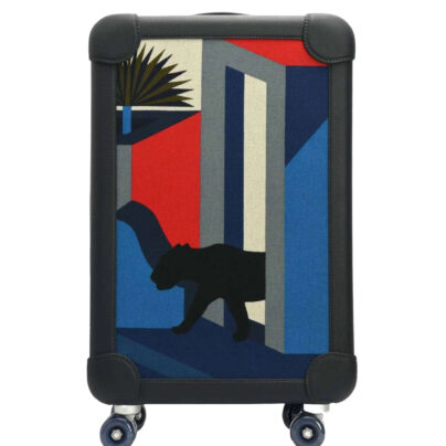 Hermes Suitcase Blue Leopard Canvas Travel Cabin Luggage