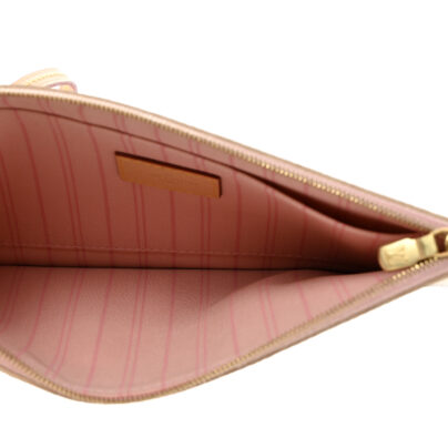 Louis Vuitton Neverfull Pochette Wallet in Pink Damier Azur interior