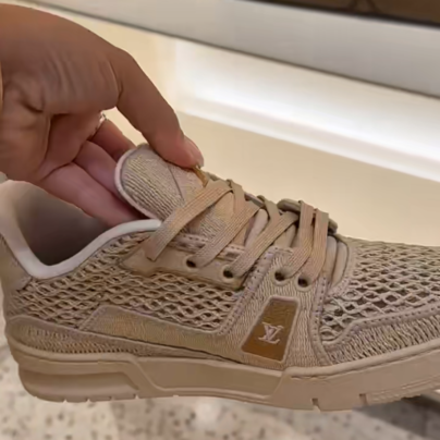 Louis Vuitton x Pharrell Williams Beige Embroidered 2024 Trainer Sneakers