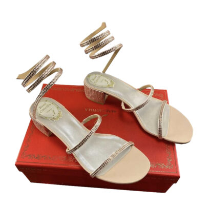 Rene Caovilla Cleo Crystal Embellished Beige sandals Size 39