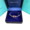 Tiffany T Wire Wide Bracelet 18k White Gold Medium Size