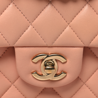Chanel Classic Double Flap Small Peach Pink Lambskin Goldtone Hardware GHW