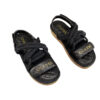Chanel Cord Sandals Black Lambskin Quilted Size 37