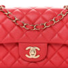 Chanel Mini Rectangular Flap Bag Red Lambskin Leather Gold Hardware front
