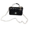 Chanel Mini Top Handle Flap Bag Black Patent Leather Gold Hardware
