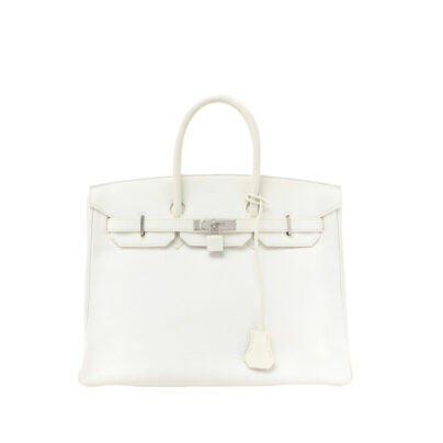 Hermes Birkin 35 White Clemence Leather Palladium Hardware