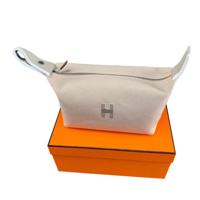 Hermes Bride A Brac Small Case Grey Cotton Canvas Main Image
