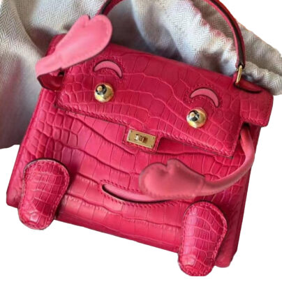 BNIB Hermes Kelly Doll Quelle Idole Pink Matte Croco GHW