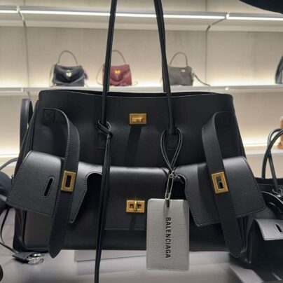Black Balenciaga Bel Air XL Leather Carry All Bag