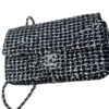 Chanel Classic Medium Double Flap Tweed Bag Silvertone Hardware