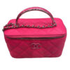 Chanel Mini Top Handle Clutch Bag in Pink Quilted Lambskin Leather