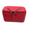Chanel Pink Small Vanity Case Quilted Caviar Leather With Chain