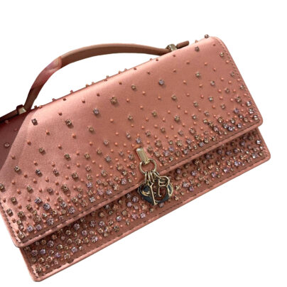 Christian DIOR My Dior Mini Pink Strass Embroidered Satin Bag