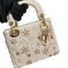 Christian Dior Mini Lady Dior Bag White Pearl Stones Christmas Edition GHW