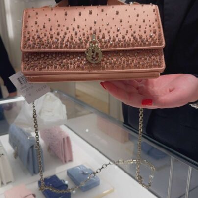 DIOR My Dior Mini Pink Strass Embroidered Satin Bag