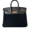 Hermes Birkin 25 Black Cote a Cote Tuffetage and Swift Permabrass Hardware