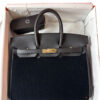Hermes Birkin 25 Black Cote a Cote Tuffetage and Swift Permabrass Hardware