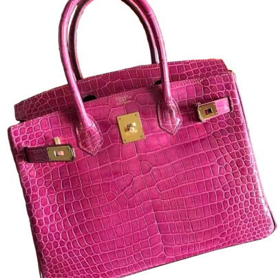 Hermes Birkin 30 Pink Fuchsia Shiny Crocodile Leather GHW