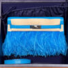 Hermes Kelly Elan Folie Bleu Frida Chevre Chamkila and Ostrich Feathers PHW