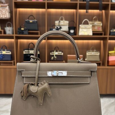 Hermes Kelly Sellier 28 Etoupe Epsom Palladium Hardware