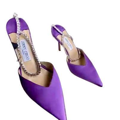 Jimmy Choo Saeda 100mm Satin Purple Heels
