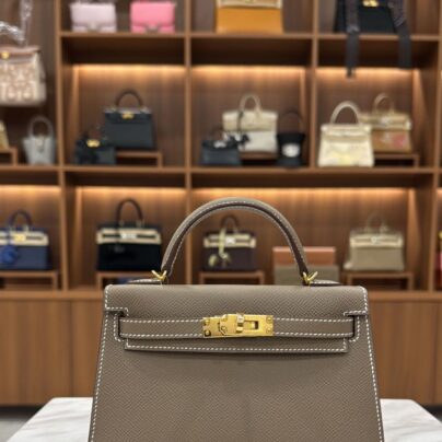 New Hermes Mini Kelly 20 Etoupe Epsom Gold Hardware