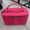 Pink Chanel Mini Top Handle Clutch Bag Quilted Lambskin Leather