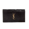 Saint Laurent Cassandre Black Croc Embossed Leather Chain Wallet