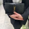 Saint Laurent Cassandre Black Crocodile Embossed Leather Chain Wallet