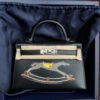 Black Hermes Mini Kelly II Cheval De Bois Noir Palladium Hardware