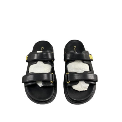 Christian Dior DiorAct Black Lambskin Leather Sandals Size 39