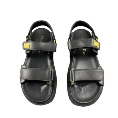 Christian Dior DiorAct Mens Black Lambskin Leather Sandals Size 43