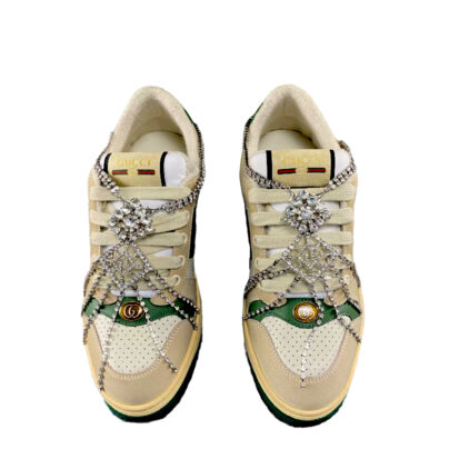 Gucci Art Deco Screener White Leather Low top sneakers