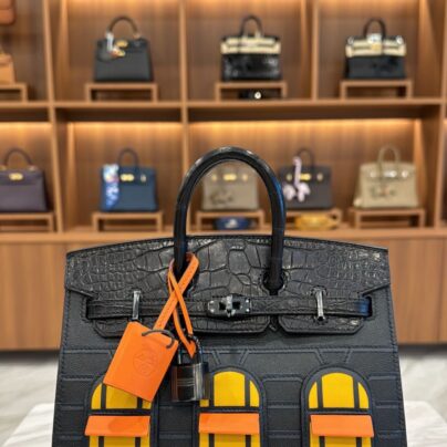 Hermes Birkin 20 Faubourg Midnight Black Alligator Limited Edition Handbag