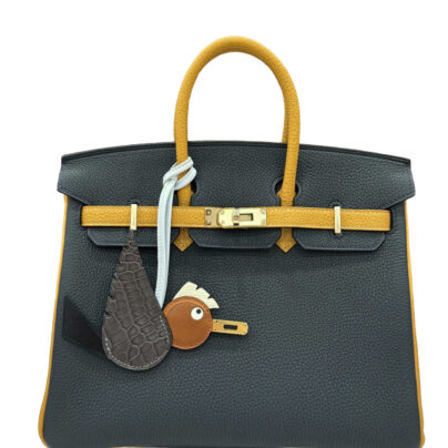 Hermes Birkin 25 HSS Togo Vert Rousseau Beige Sable Permabrass Hardware