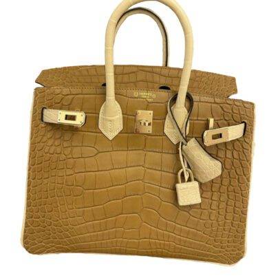 Hermes Birkin 25 Kraft Vanilla Alligator Special Order Permabrass Hardware