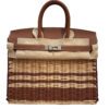 Hermes Birkin Picnic 25 Handbag Wicker Swift Stripes Naturel Gold Palladium hardware