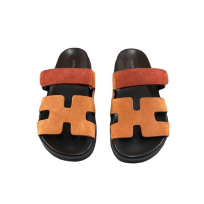 Hermes Chypre Orange Rose Bois De Santal Suede Sandals