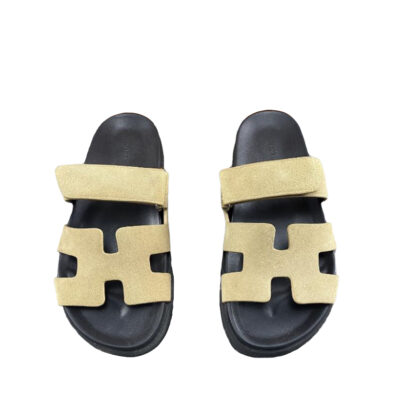 Hermès Chypre Velvet Beige Argile Sandals
