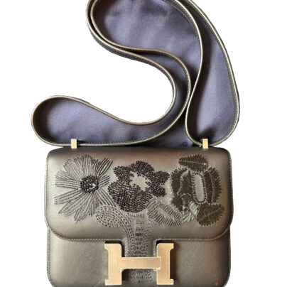 Hermes Constance 18 Mini Dancing Flowers Black Embroidered Swift PHW