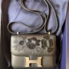 Hermes Constance 18 Mini Dancing Flowers Black Embroidered Swift Palladium Hardware