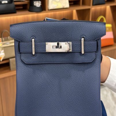 Hermes Hac A Dos PM Navy Blue Togo Backpack PHW