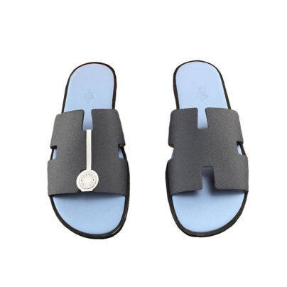 Hermes Izmir Black Leather mens slippers size 44