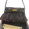 Hermes Kelly Elan Folie Black Croco Ostrich Feathers Gold Hardware