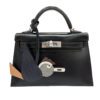 Hermes Mini Kelly 20 Black Box Leather Palladium Hardware