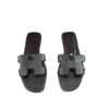 Hermes Oran Black Flat Epsom Leather Sandals Size 38