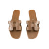 Hermes Oran Brown Flat Leather Mules Sandals Size 39