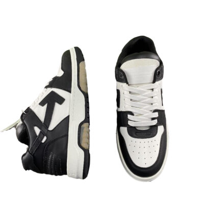 Off White Out Of Office Black and White Leather Sneakers Size 42