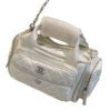 Chanel Coco Neige Large Bowling Bag White Nylon Silver tone metal