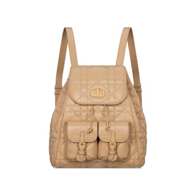 Dior Caro Medium Backpack in Biscuit Lambskin Leather